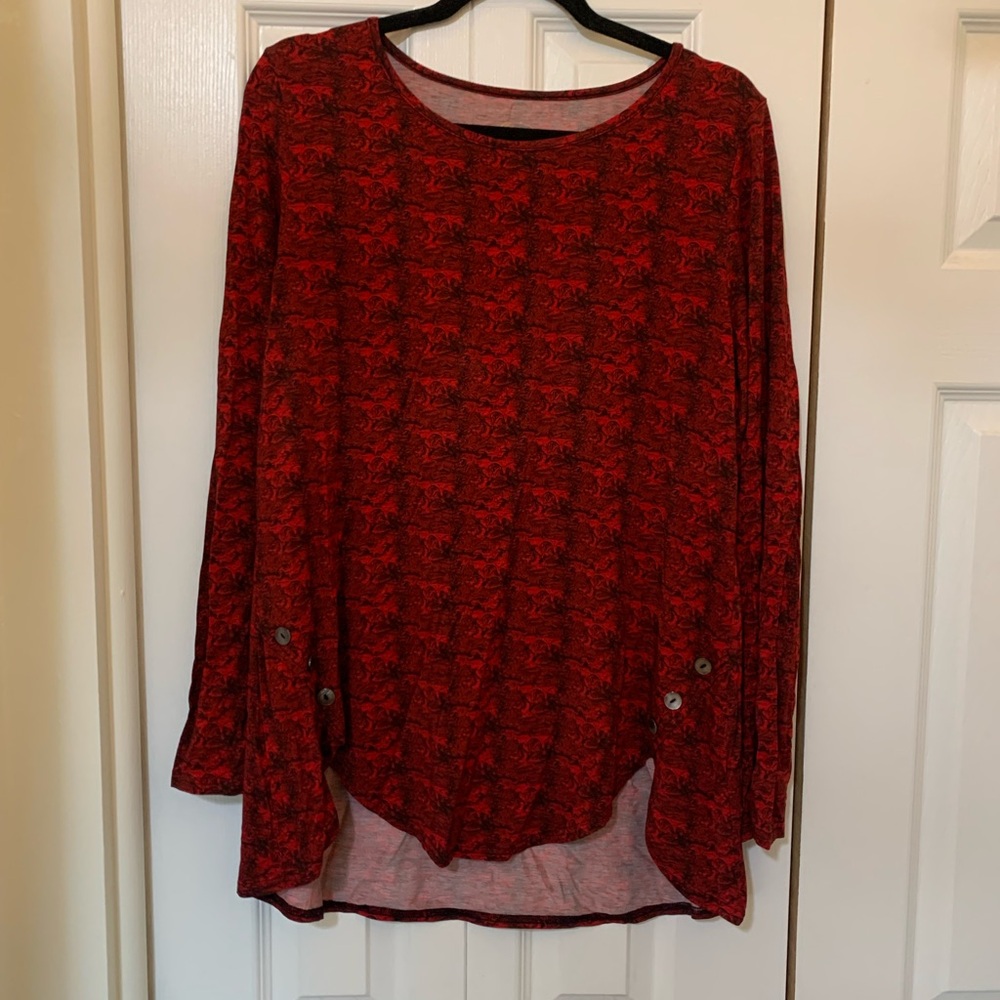 Red Patterned Women's Top
